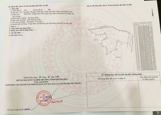 BÁN LÔ ĐẤT  SẢN XUẤT  PHƯỜNG VĨNH HẢI  NHA TRANG